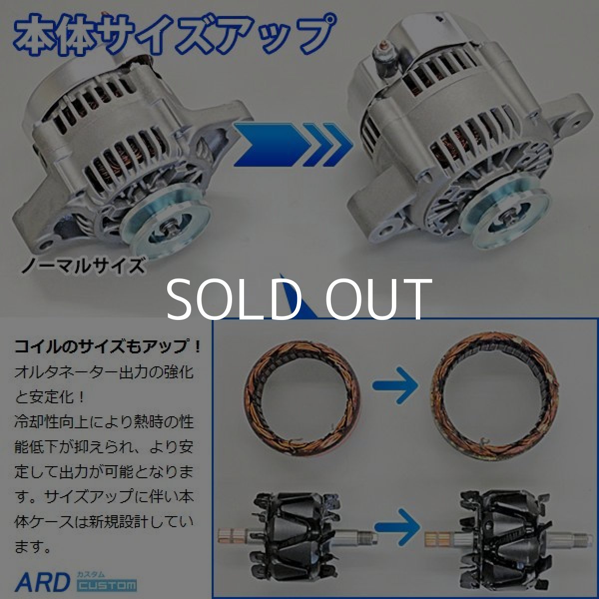 画像2: カプチーノ EA11R 高出力 オルタネーター 70A 鉄プーリー（ブラック）*変換コネクタ（WSF-013）[A-AC013] (2)