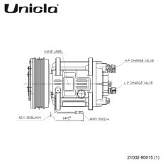 画像2: ローバーミニ（1997年〜）　Unicla（ユニクラ） ACコンプレッサー　UP90-119-5PK-12V-FN2 (2)