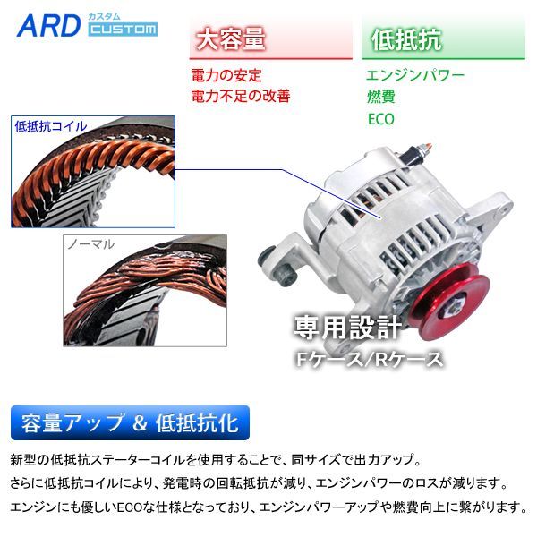 ロードスター NA6CE 低抵抗・高出力 オルタネーター 80A アルミプーリー仕様 レッド - ARD オンラインショップ