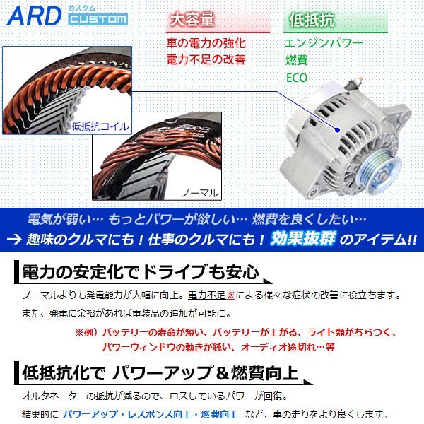 ワゴンR MH22S 低抵抗・高出力 オルタネーター 80A - ARD オンライン 